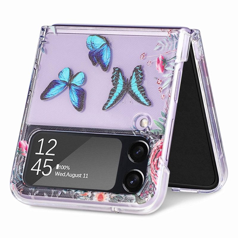 Case Samsung Galaxy Z Flip 4 Kotelot Flip Useita Perhosia