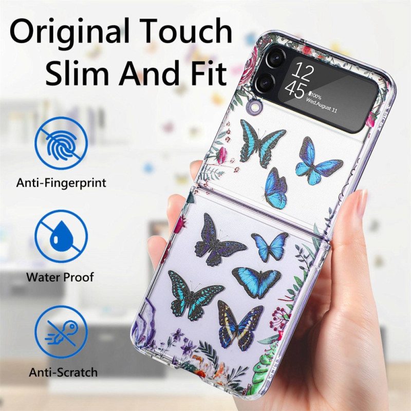Case Samsung Galaxy Z Flip 4 Kotelot Flip Useita Perhosia