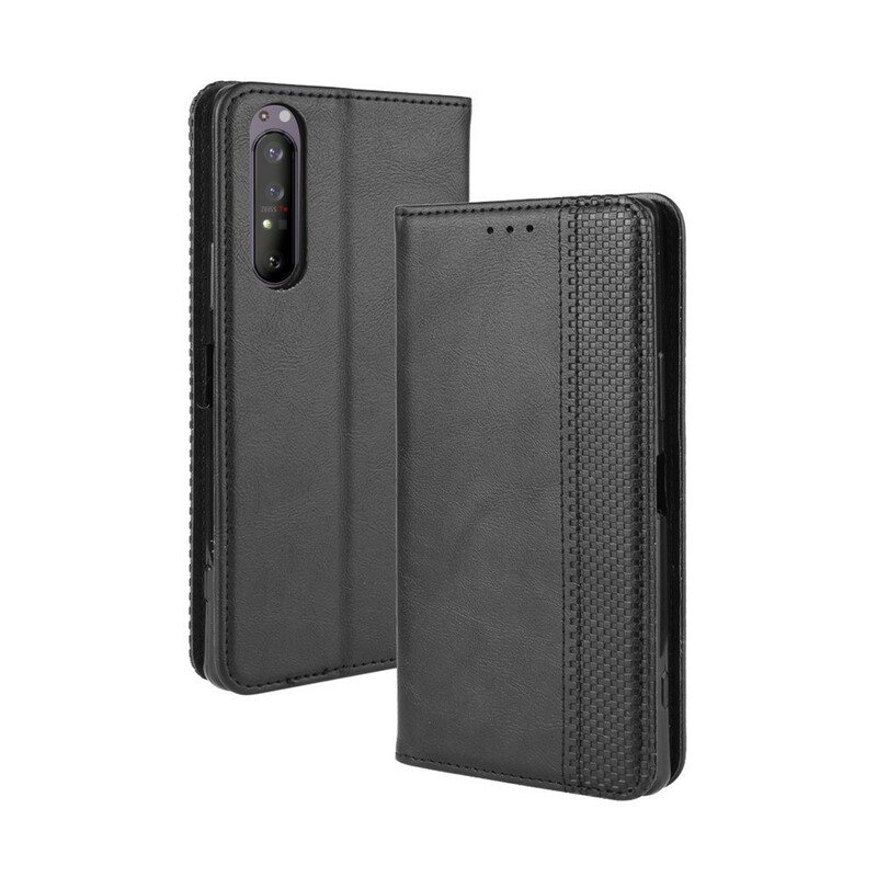 Puhelinkuoret Sony Xperia 1 II Kotelot Flip Tyylitelty Vintage-nahkaefekti