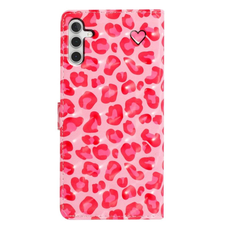 Nahkakotelo Samsung Galaxy A16 5g Vaaleanpunainen Leopardi