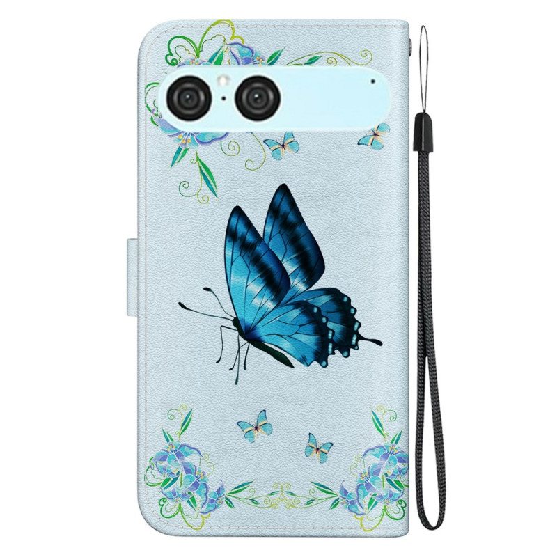 Kotelot Sony Xperia 10 Vii Sininen Perhonen Ja Kukkia