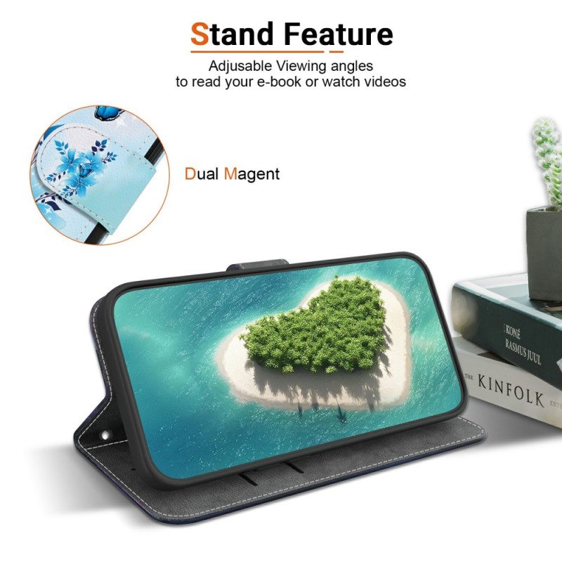 Kotelot Sony Xperia 10 Vii Sinisiä Perhosia Ja Kukkia