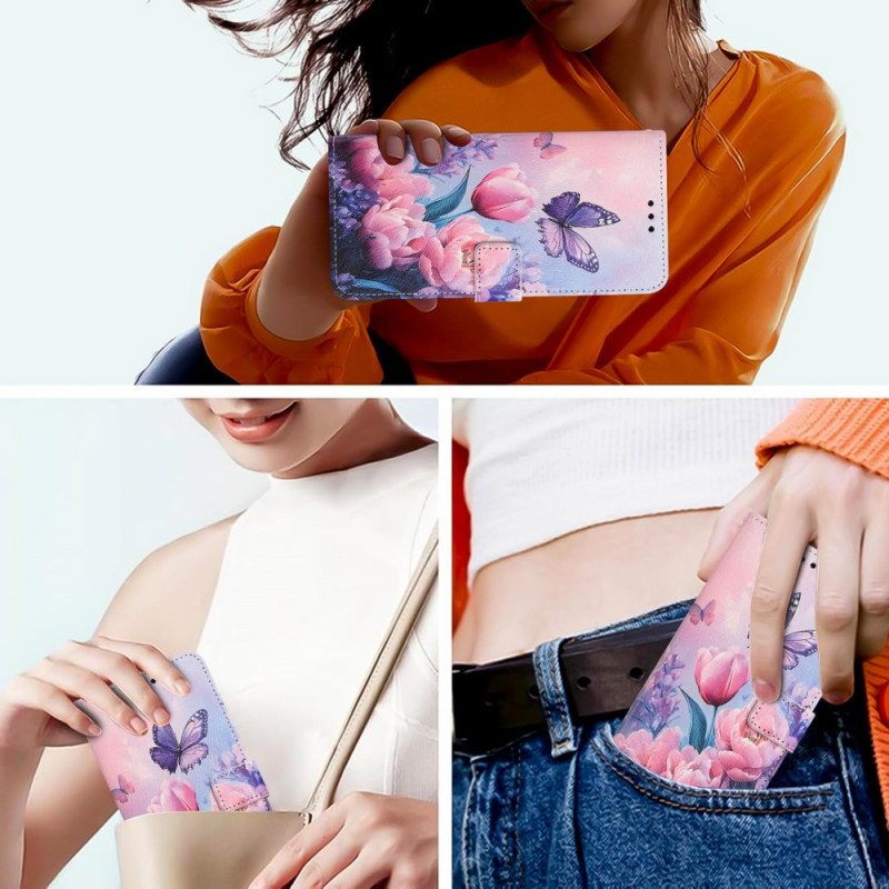 Kotelot Sony Xperia 10 Vii Vaaleanpunainen Kukkakuvio