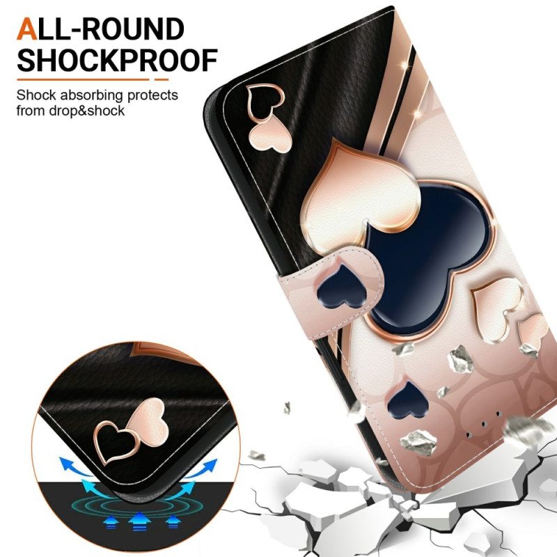 Nahkakotelo Sony Xperia 10 Vii Kaksi Sydäntä