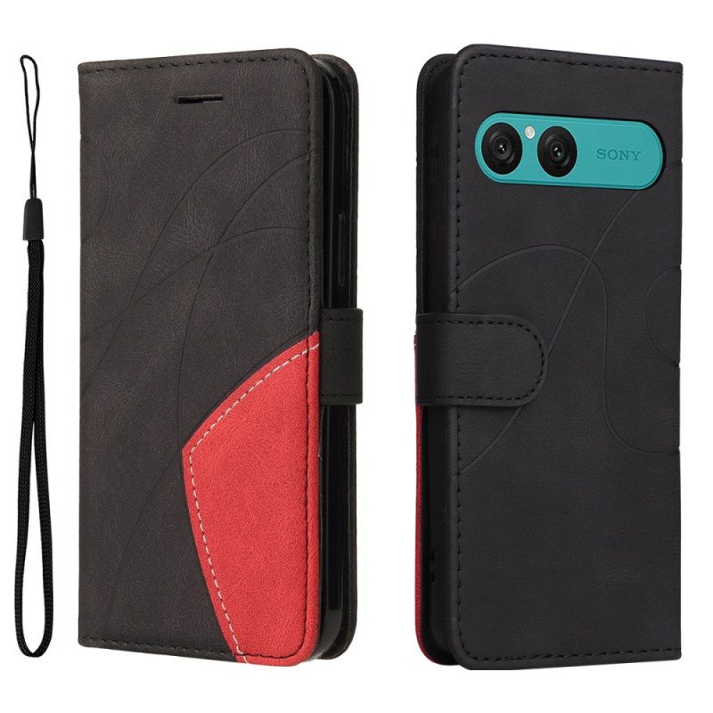 Nahkakotelo Sony Xperia 10 Vii Kaksivärinen Aaltoileva