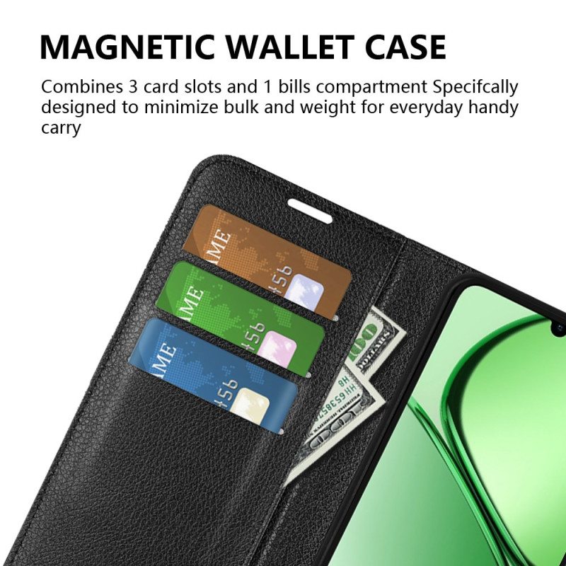 Kotelot Realme Note 60 Klassinen Litsikuvioinen Tekonahka