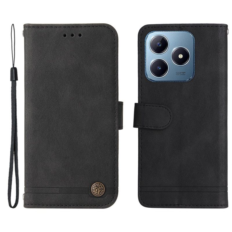 Kotelot Realme Note 60 Mokkanahkajäljitelmäkoristeinen Niitti