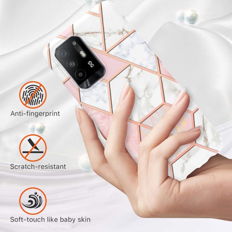 Case Oppo A94 5G Kiiltävä Geometrinen Marmori