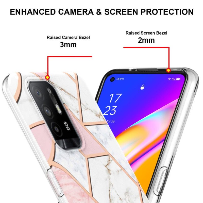 Case Oppo A94 5G Kiiltävä Geometrinen Marmori