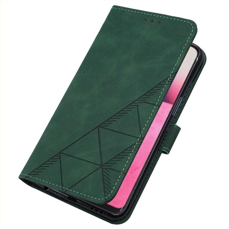 Flip Case Oppo A94 5G Keinonahkaa Hihnalla