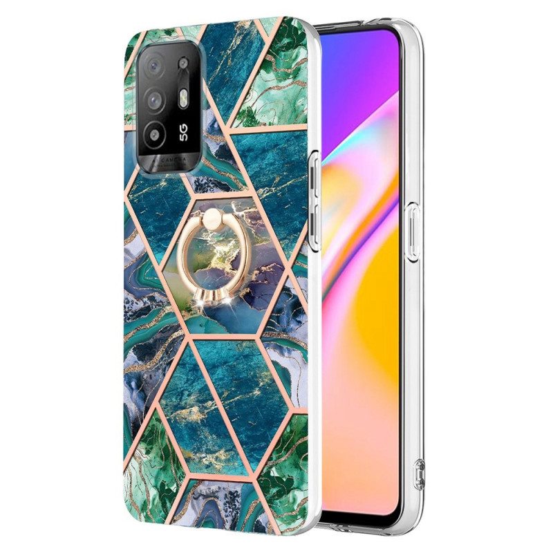 Kuori Oppo A94 5G Geometrinen Marmori Renkaalla