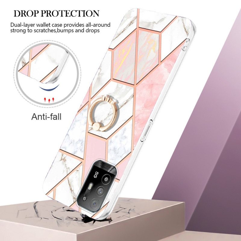 Kuori Oppo A94 5G Geometrinen Marmori Renkaalla