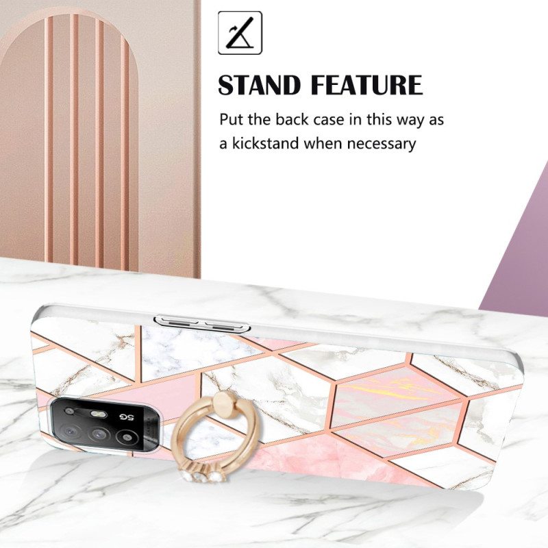 Kuori Oppo A94 5G Geometrinen Marmori Renkaalla