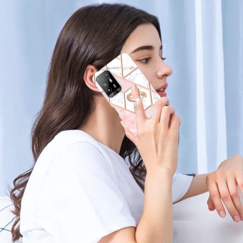 Kuori Oppo A94 5G Geometrinen Marmori Renkaalla