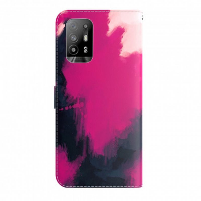 Nahkakotelo Oppo A94 5G Akvarelli