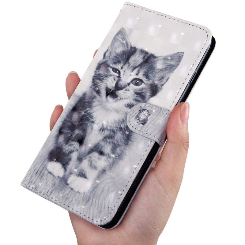 Nahkakotelo Oppo A94 5G Kissanpentu Kaulanauhalla