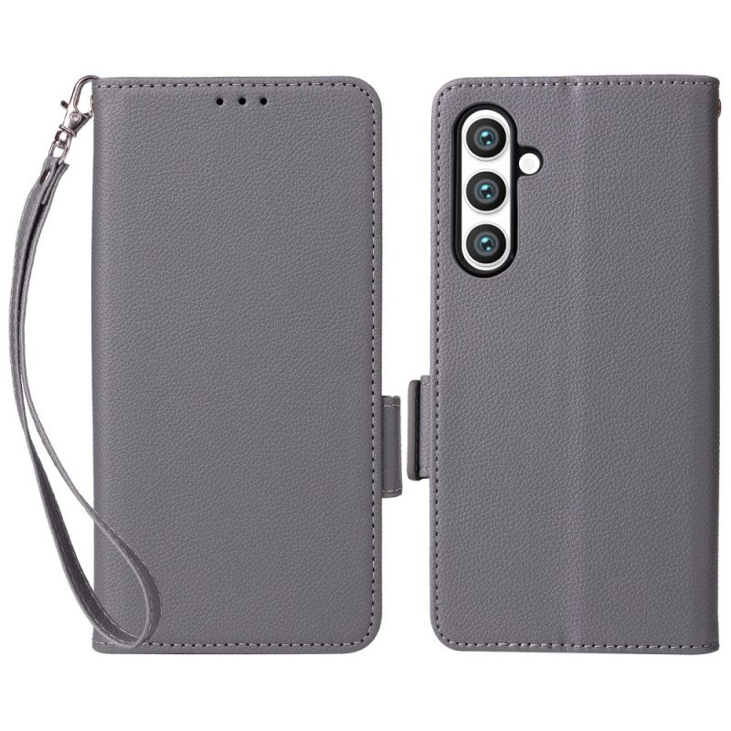 Kotelot Samsung Galaxy S24 Fe Sileä Tekonahka Hihnalla