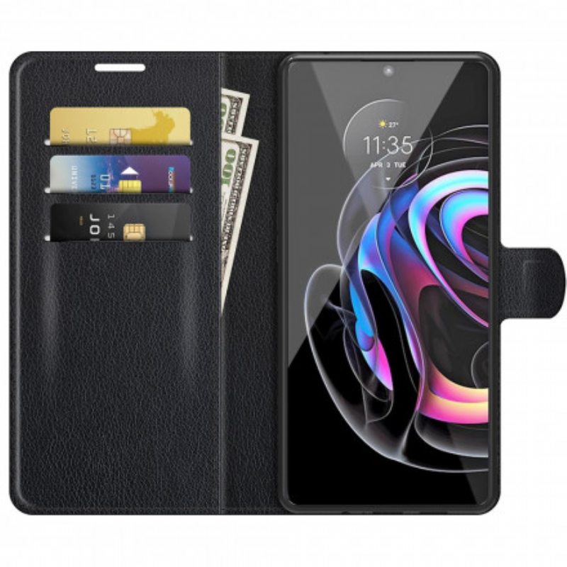 Kotelot Motorola Edge 20 Pro Klassinen Litsi Tekonahka