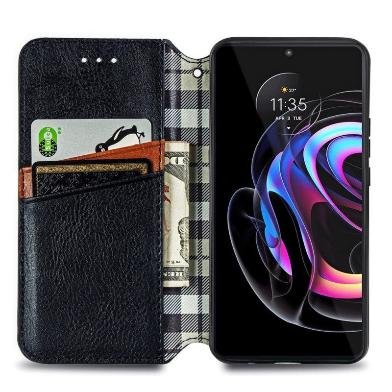 Puhelinkuoret Motorola Edge 20 Pro Kotelot Flip Nahkaefekti Diamond Texture