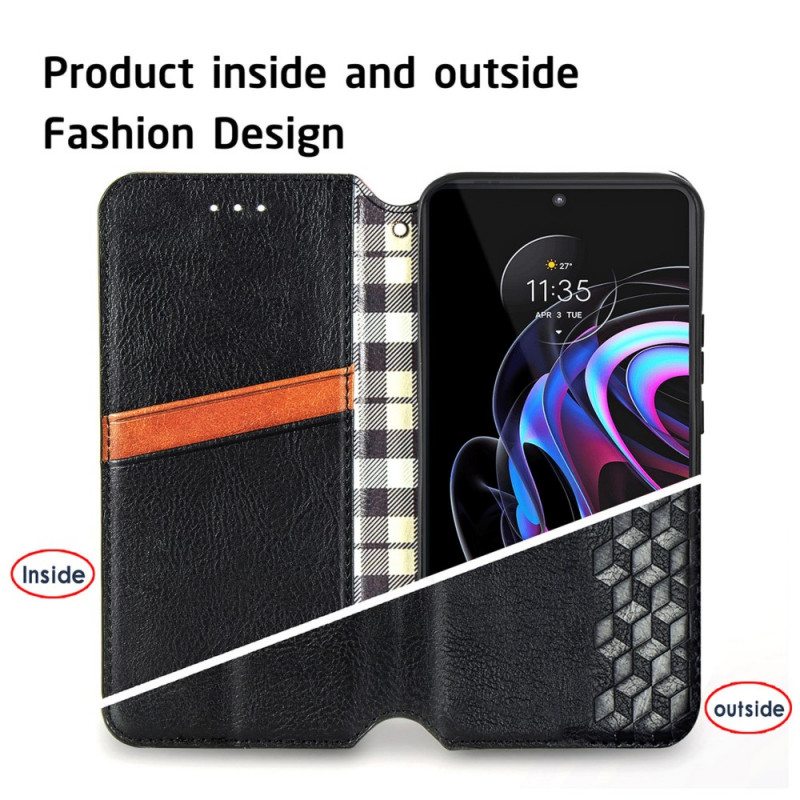 Puhelinkuoret Motorola Edge 20 Pro Kotelot Flip Nahkaefekti Diamond Texture