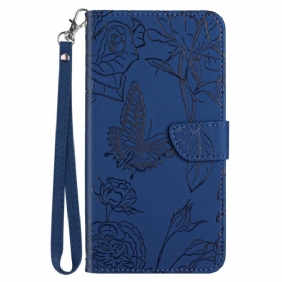 Flip Case Sony Xperia 5 IV Perhosia Kaulanauhalla