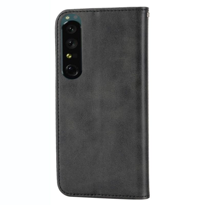 Puhelinkuoret Sony Xperia 5 IV Kotelot Flip 3d-kuvioinen Nahkatyyli Hihnalla