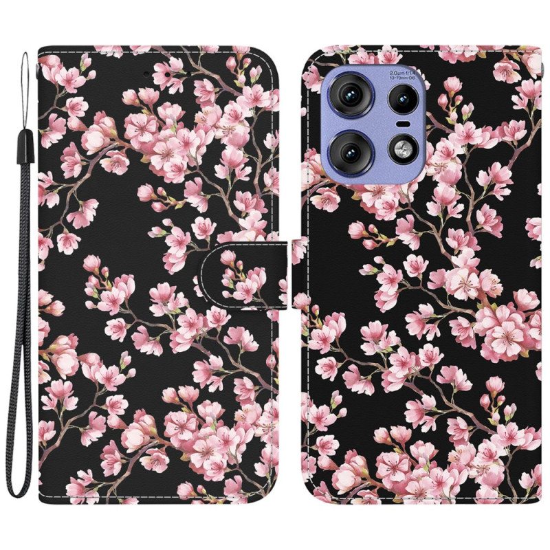 Kuoret Motorola Edge 50 Pro Luumunkukkia Hihnalla