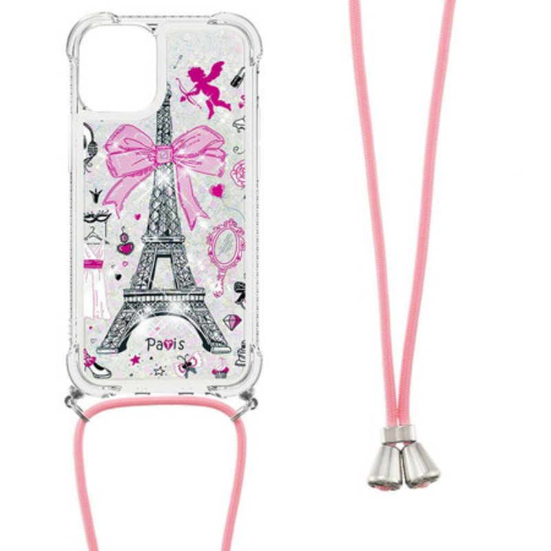 Case iPhone 13 Mini Kiristysnyörillä Cordon Eiffel Towerissa