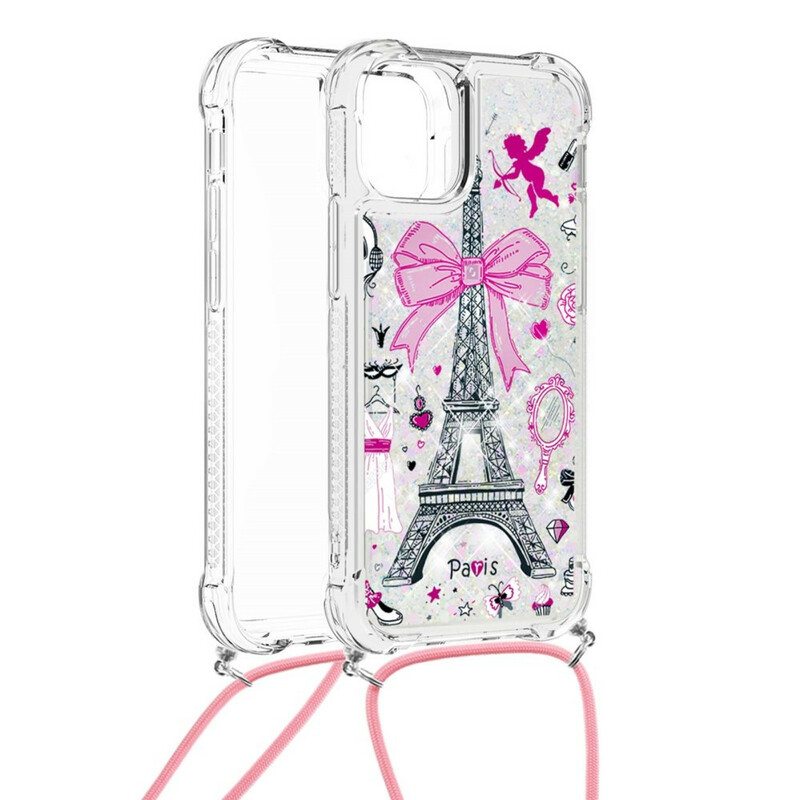 Case iPhone 13 Mini Kiristysnyörillä Cordon Eiffel Towerissa