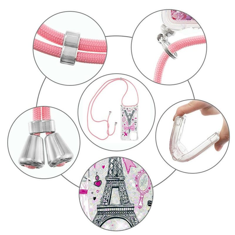 Case iPhone 13 Mini Kiristysnyörillä Cordon Eiffel Towerissa