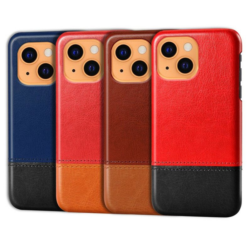 Case iPhone 13 Mini Ksq Kaksisävyinen Nahkaefekti