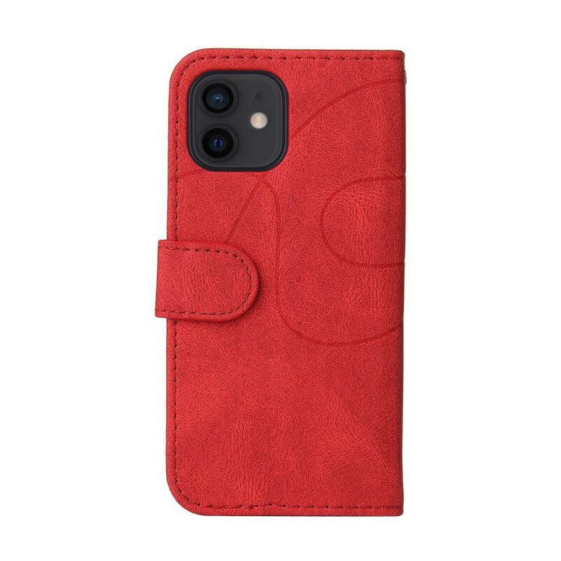 Flip Case iPhone 13 Mini Kaksisävyinen Signature Faux Leather