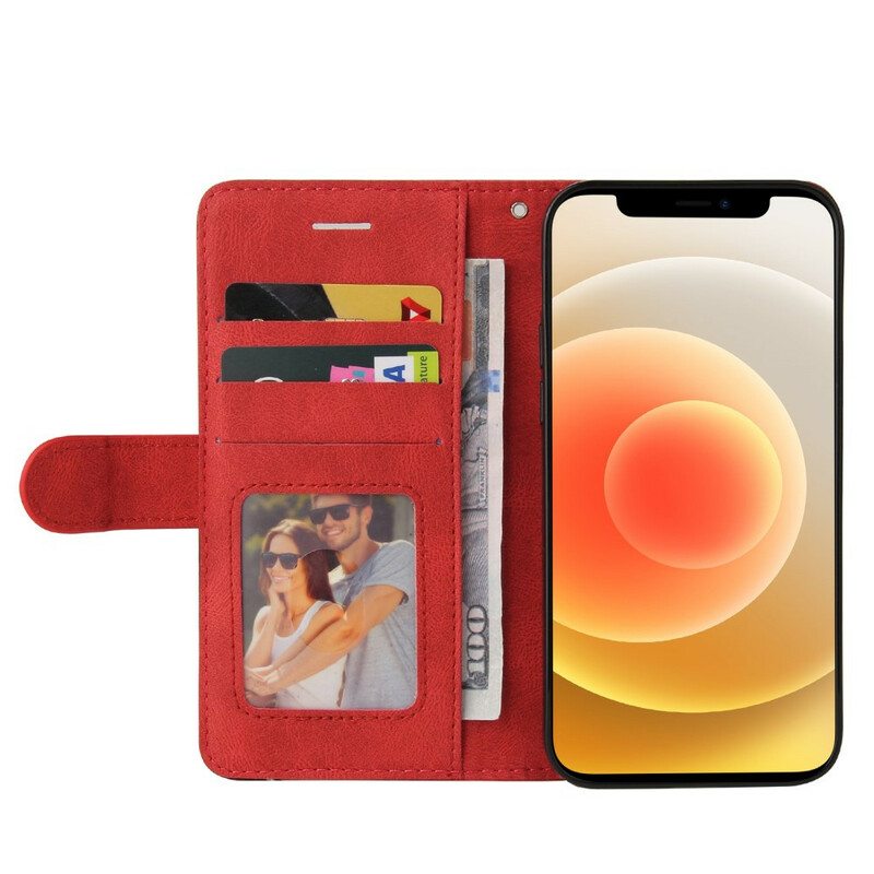 Flip Case iPhone 13 Mini Kaksisävyinen Signature Faux Leather