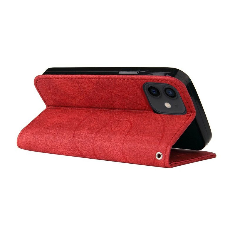 Flip Case iPhone 13 Mini Kaksisävyinen Signature Faux Leather