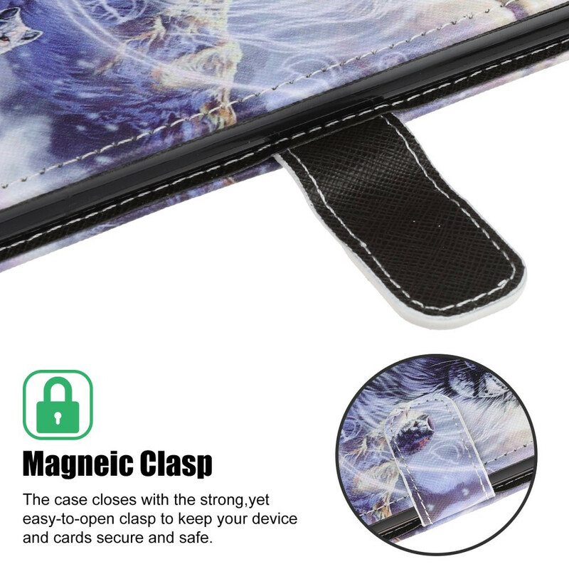 Flip Case iPhone 13 Mini Susi Talvella Kaulanauhan Kanssa
