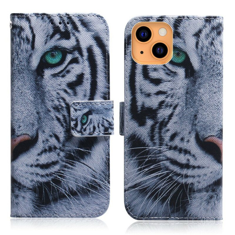 Flip Case iPhone 13 Mini Tiikerin Kasvot