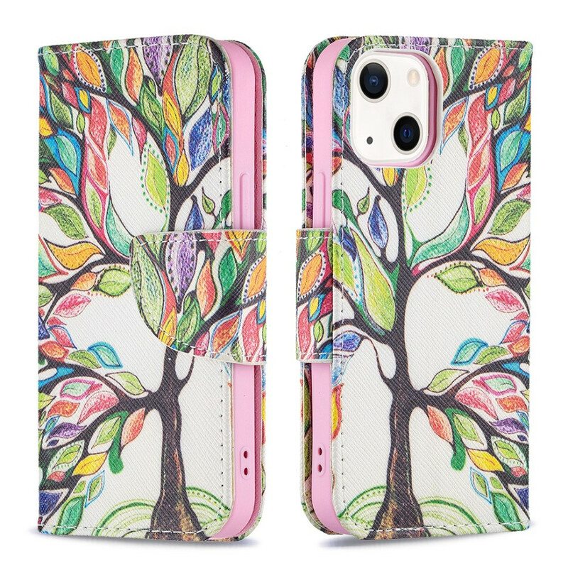 Flip Case iPhone 13 Mini Värikäs Puu