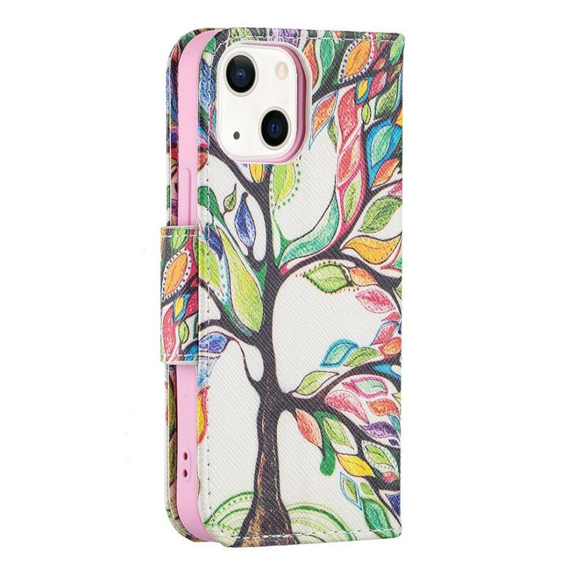 Flip Case iPhone 13 Mini Värikäs Puu