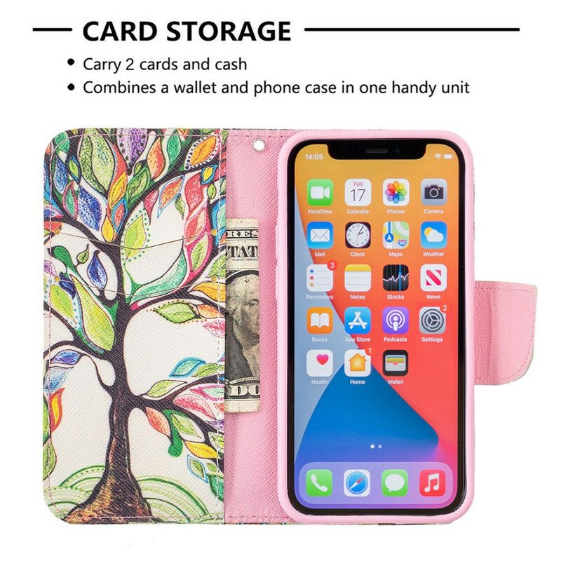 Flip Case iPhone 13 Mini Värikäs Puu