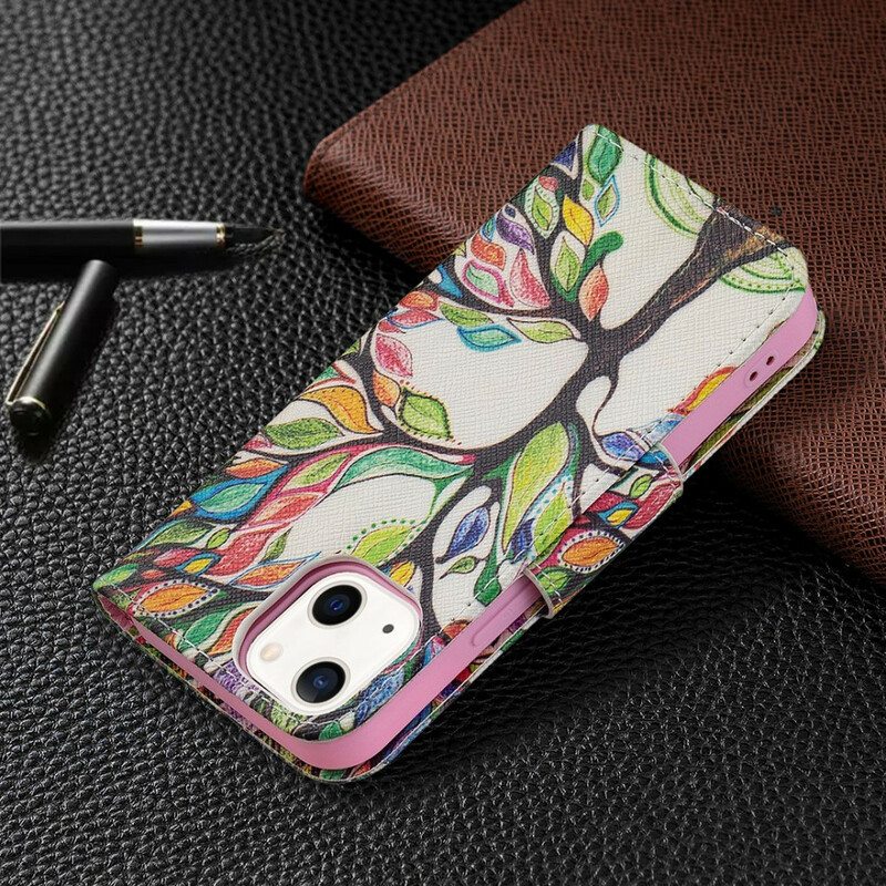 Flip Case iPhone 13 Mini Värikäs Puu