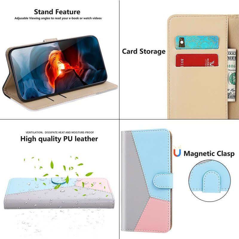 Kotelot iPhone 13 Mini Kolmivärinen Nahkaefekti