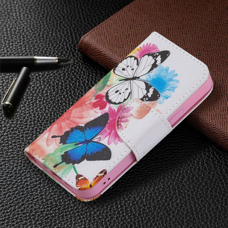 Kotelot iPhone 13 Mini Maalattuja Perhosia Ja Kukkia