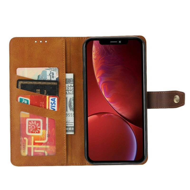 Kotelot iPhone 13 Mini Nahkaefekti Edessä Korttipidike Ja Hihna