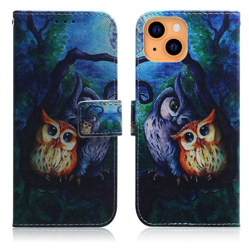 Kotelot iPhone 13 Mini Pöllöjen Maalaus