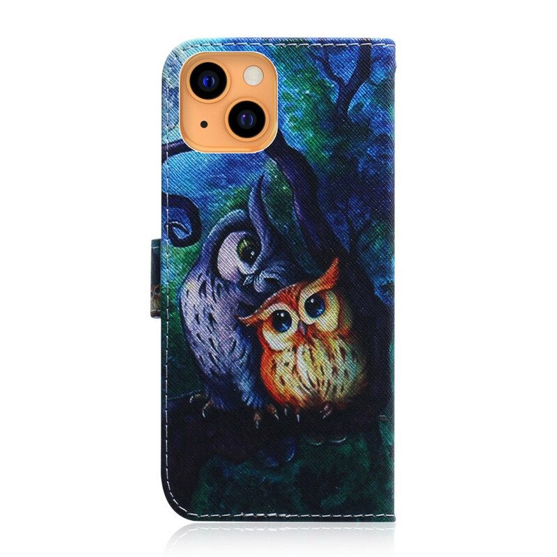 Kotelot iPhone 13 Mini Pöllöjen Maalaus