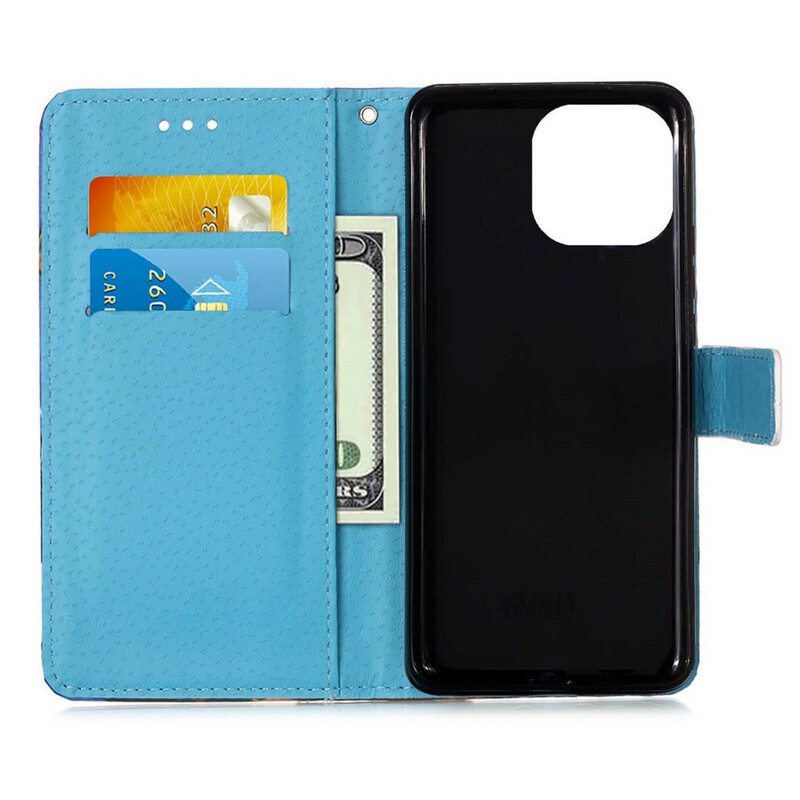 Kotelot iPhone 13 Mini Suojaketju Kuori Eiffel-tornin Perhoshihna