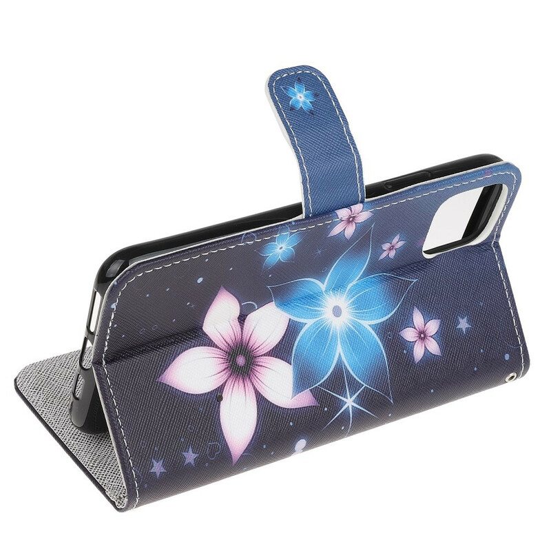 Kotelot iPhone 13 Mini Suojaketju Kuori Kuun Hihnan Kukat