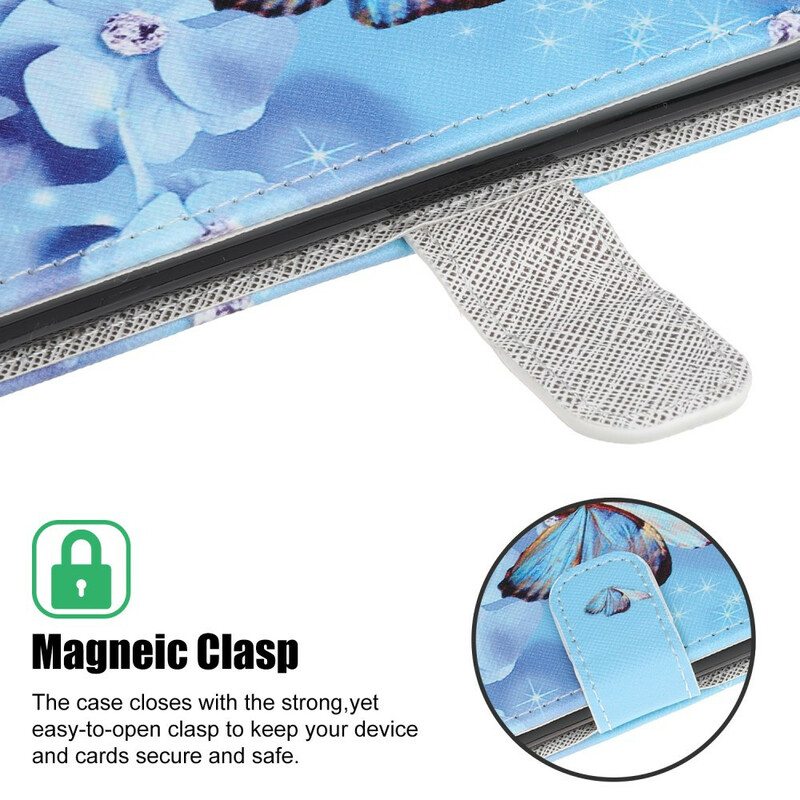 Kotelot iPhone 13 Mini Suojaketju Kuori Strappy Diamond Perhoset