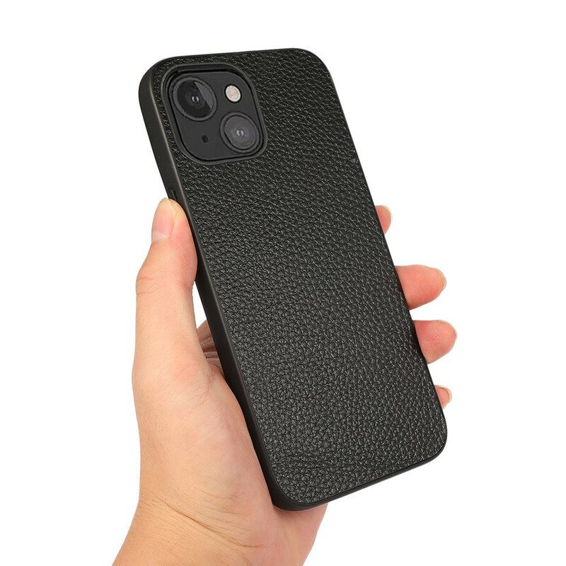 Kuori iPhone 13 Mini Aitoa Litsi-nahkaa