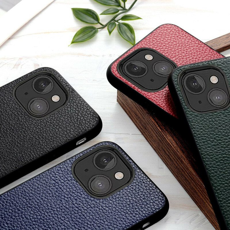 Kuori iPhone 13 Mini Aitoa Litsi-nahkaa